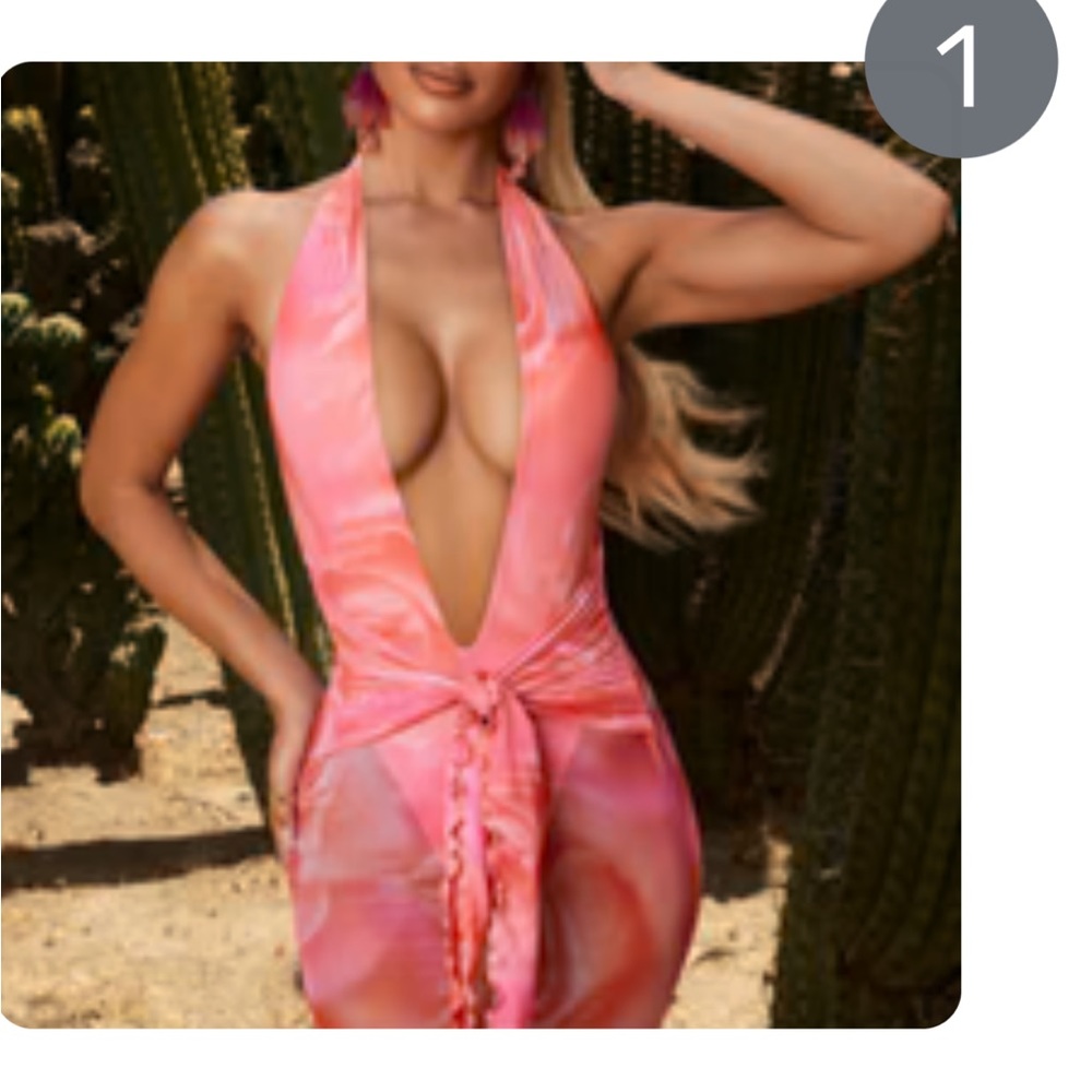 Sarong Wrap Front
Mini Dress in Pink Print
6